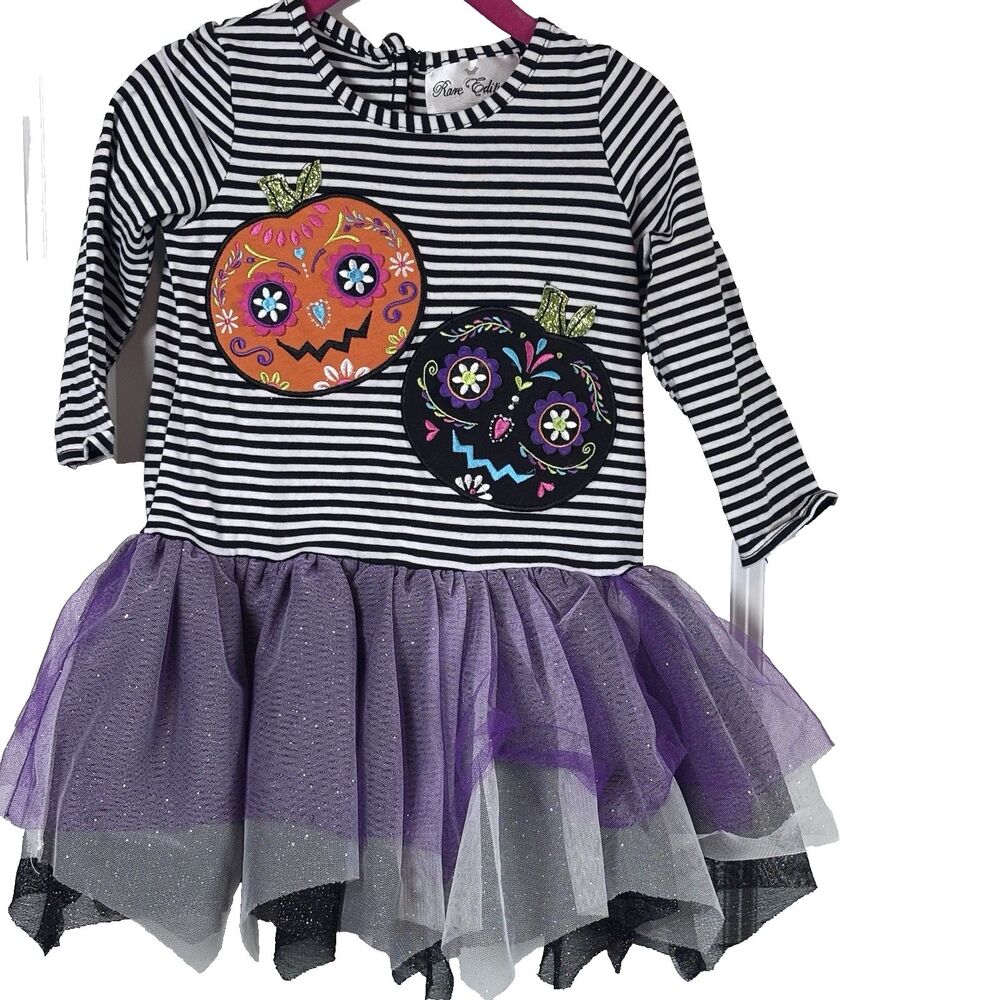 Rare Editions Girls 2T Halloween Tutu Dress/ Día de Muertos Outfit